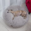 Dogco Pouf – Gray Shaggy | Round Dog Pouf Bed
