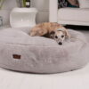 Dogco Pouf – Gray Shaggy | Round Dog Pouf Bed