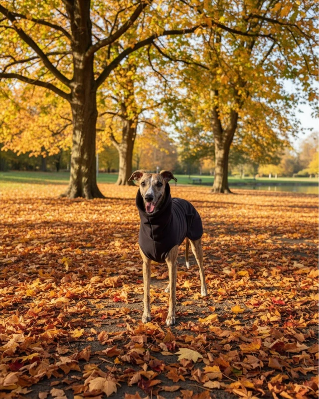 Winter Raincoat for Sighthounds – Softshell with Fleece | Black - Image 2