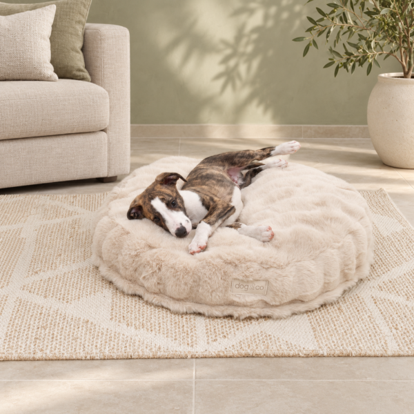 Dogco Pouf – Bubble Bunny Beige | Round Dog Pouf Bed
