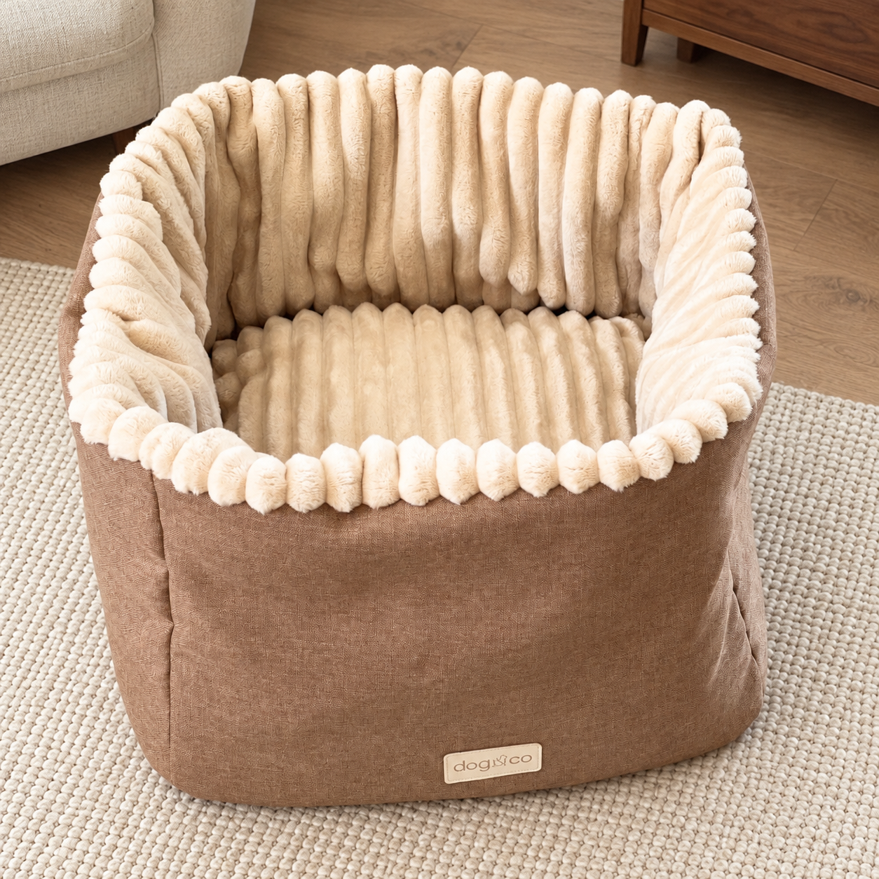 Dogco Cocoon Bed – Creme Caramel | Dog Bed with Folding Sides - Image 3