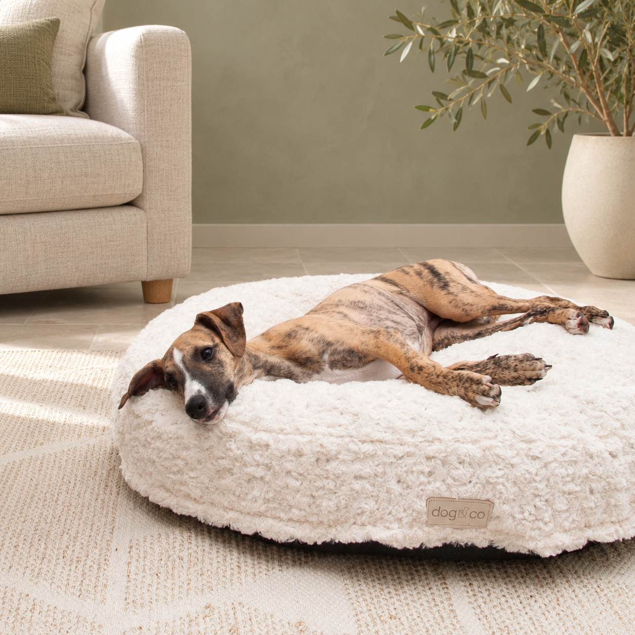 Dogco Pouf – Cream Roses | Round Dog Pouf Bed - Image 2