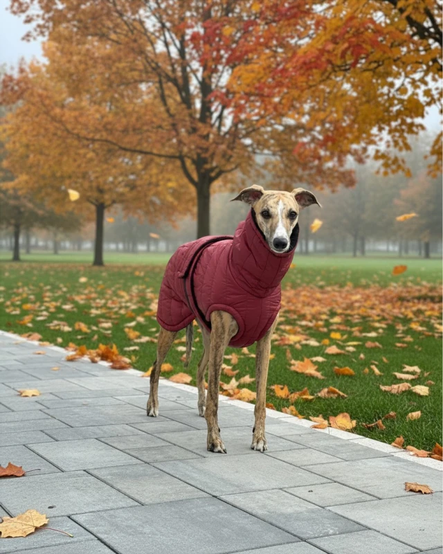 Quilted Winter Jacket for Sighthounds – Padded | Bordeaux - Image 2