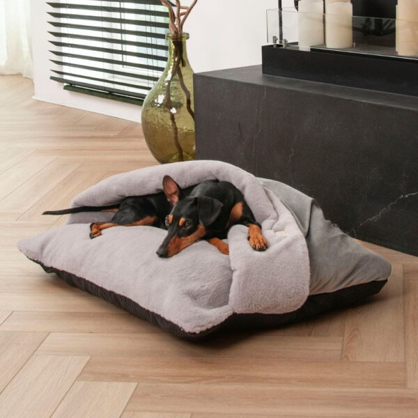 Dogco Nest – Steel Grey | Covered Cave Bed with Blanket