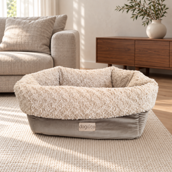 Dogco Cocoon Bed – Velvet Roses | Dog Bed with Folding Sides